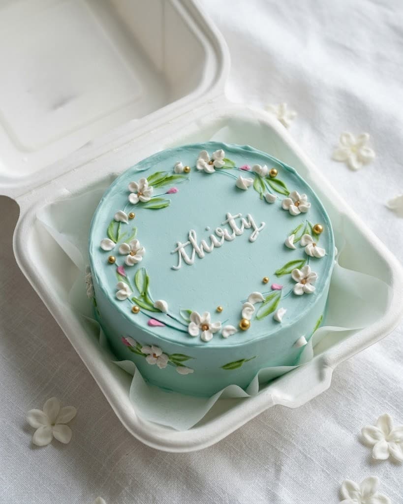 Korean-Style Floral Wreath Cake
